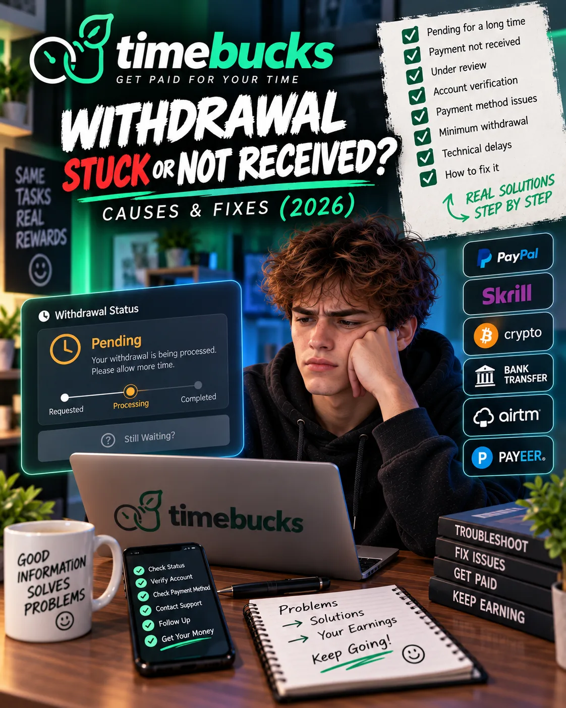 TimeBucks Withdrawal Stuck or Not Received? Causes & Fixes (2026)