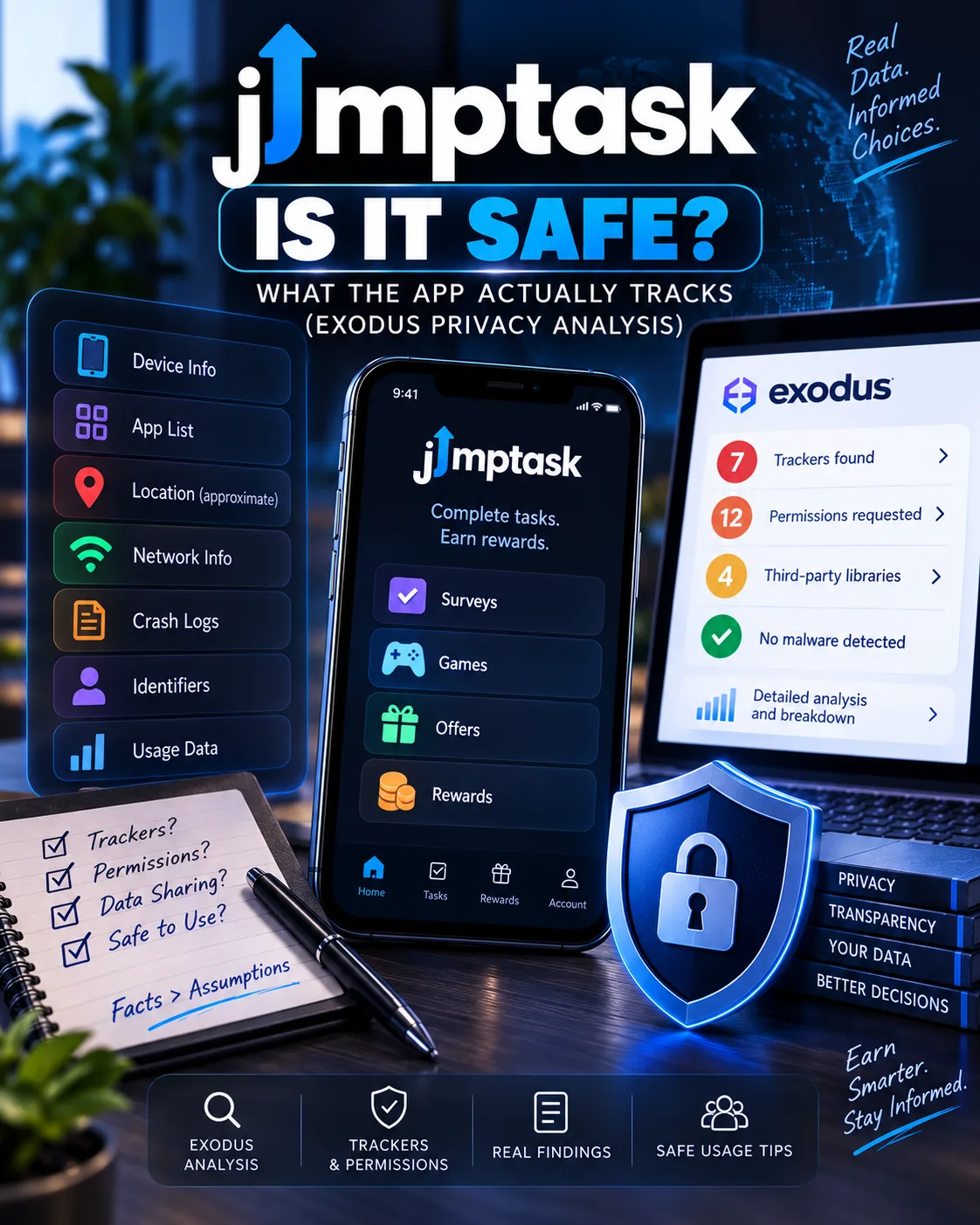 Is JumpTask Safe? What the App Actually Tracks (Exodus Privacy Analysis)