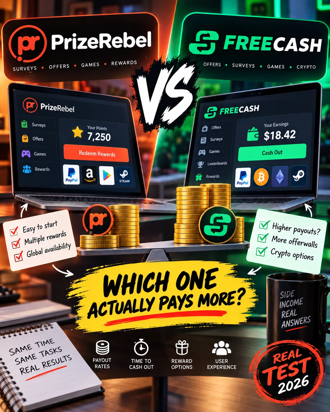PrizeRebel vs Freecash 2026: Which One Actually Pays More?