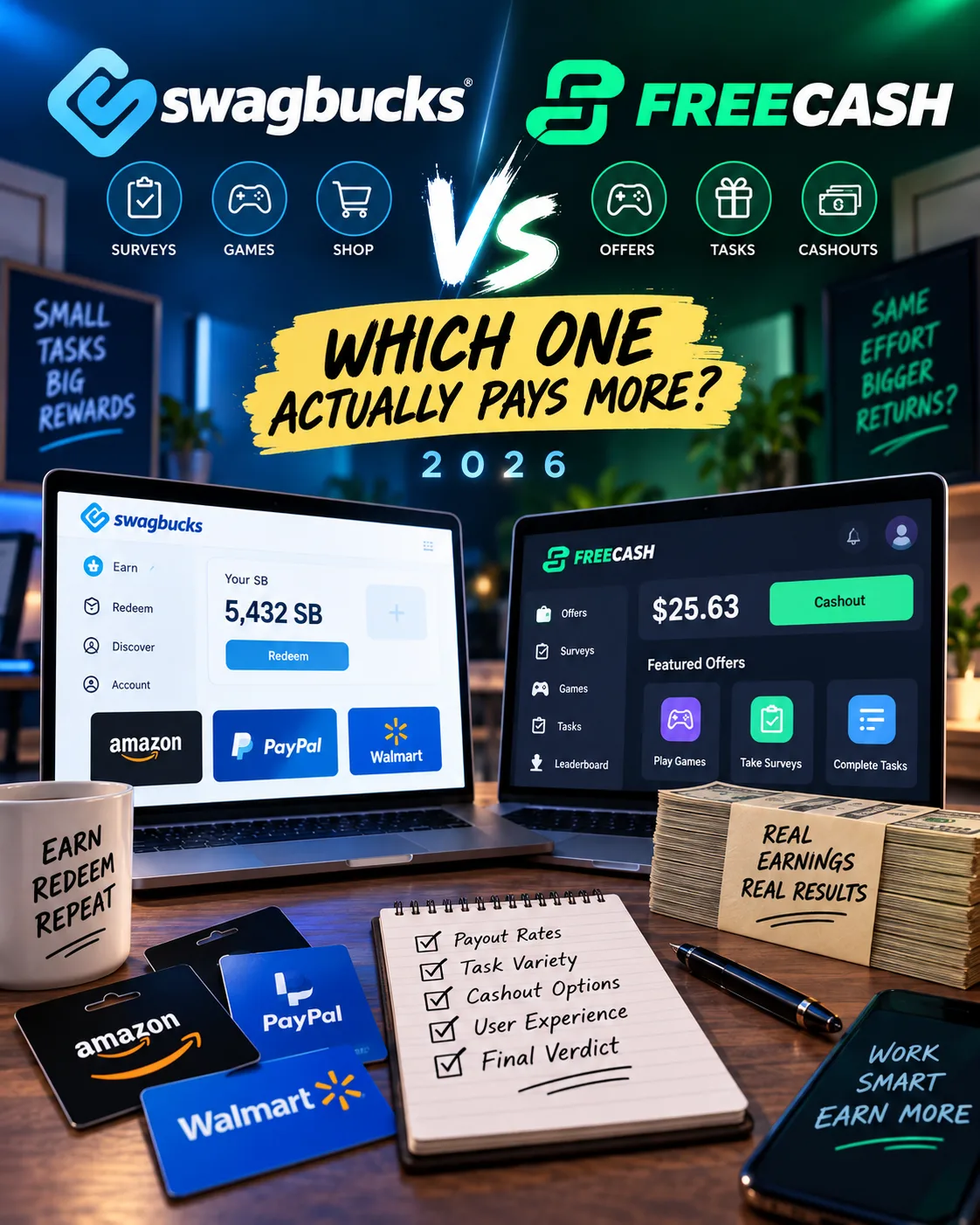 Swagbucks vs Freecash 2026: Which One Actually Pays More?