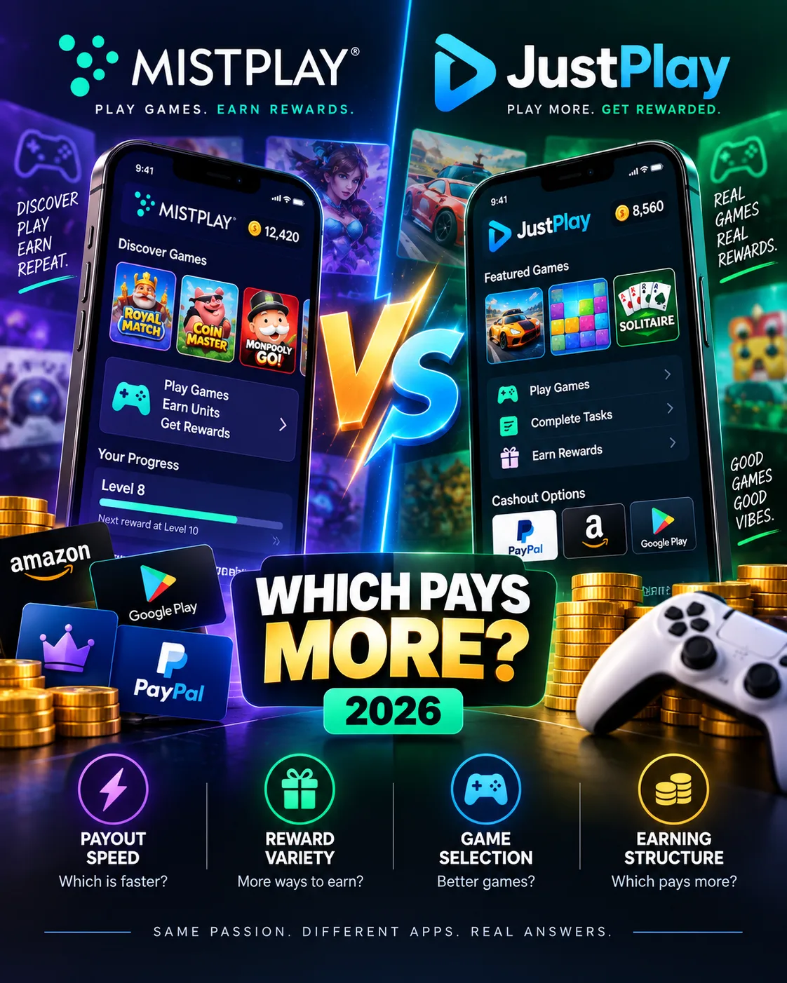 Mistplay vs JustPlay 2026: Which Gaming Rewards App Actually Pays More?