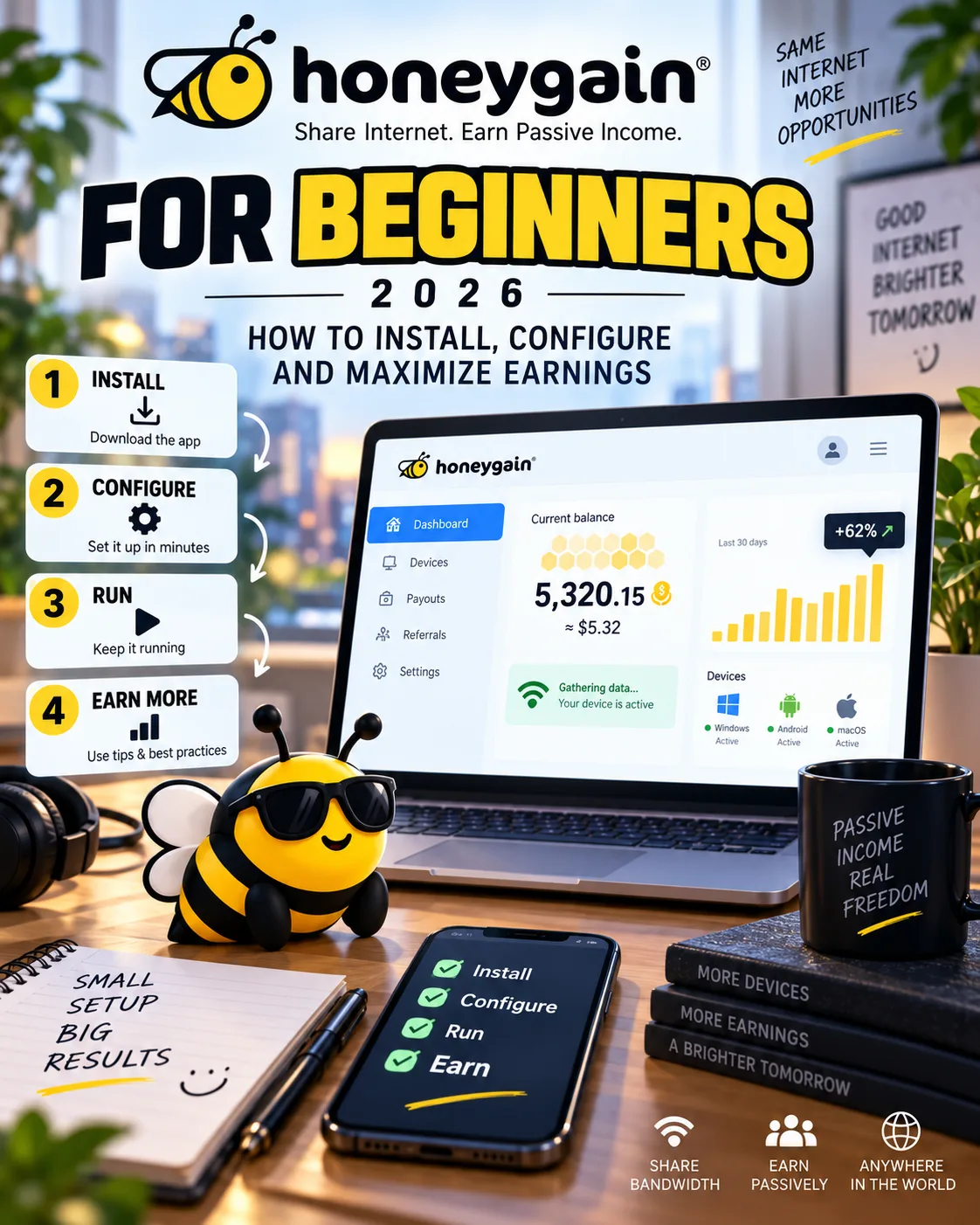 Honeygain for Beginners 2026: How to Install, Configure and Maximize Earnings