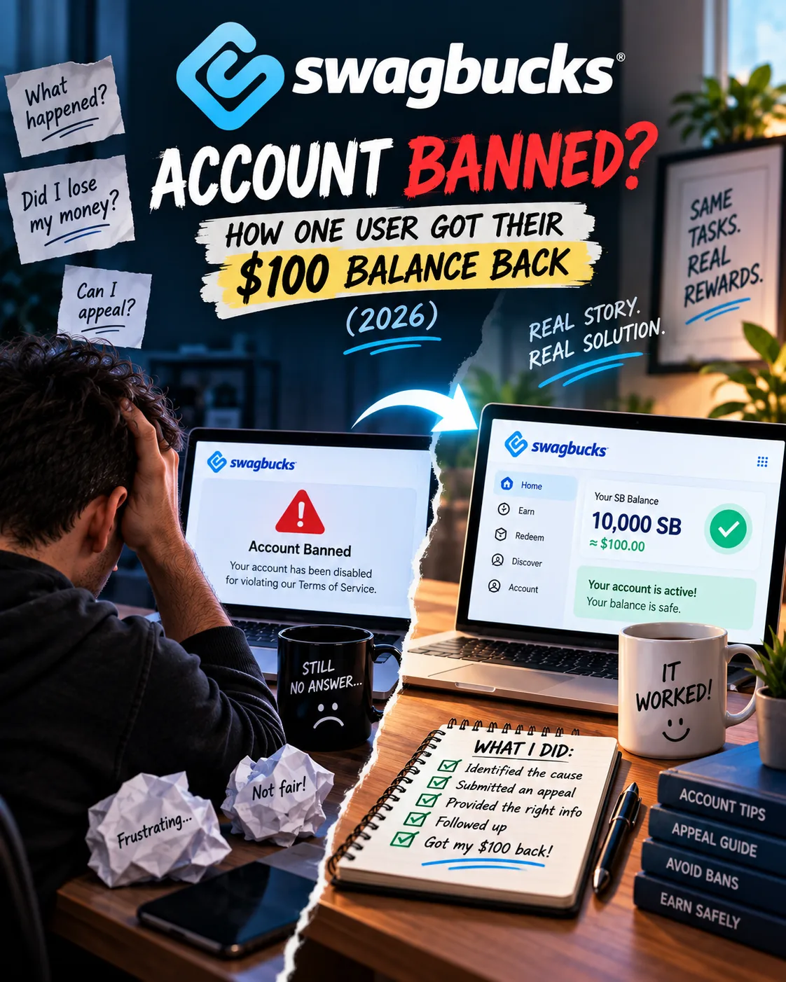 Swagbucks Account Banned? How One User Got Their $100 Balance Back (2026)