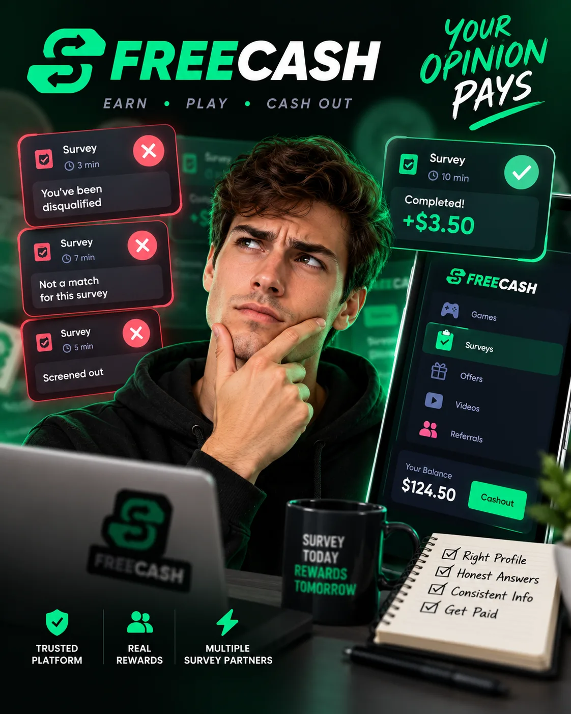 Freecash Surveys: Why You Keep Getting Disqualified and How to Actually Get Paid