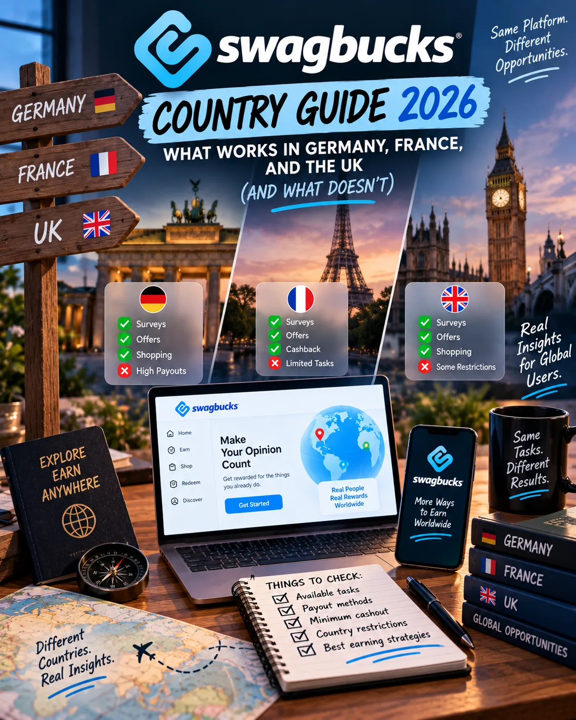 Swagbucks Country Guide 2026: What Works in Germany, France, and the UK (and What Doesn't)