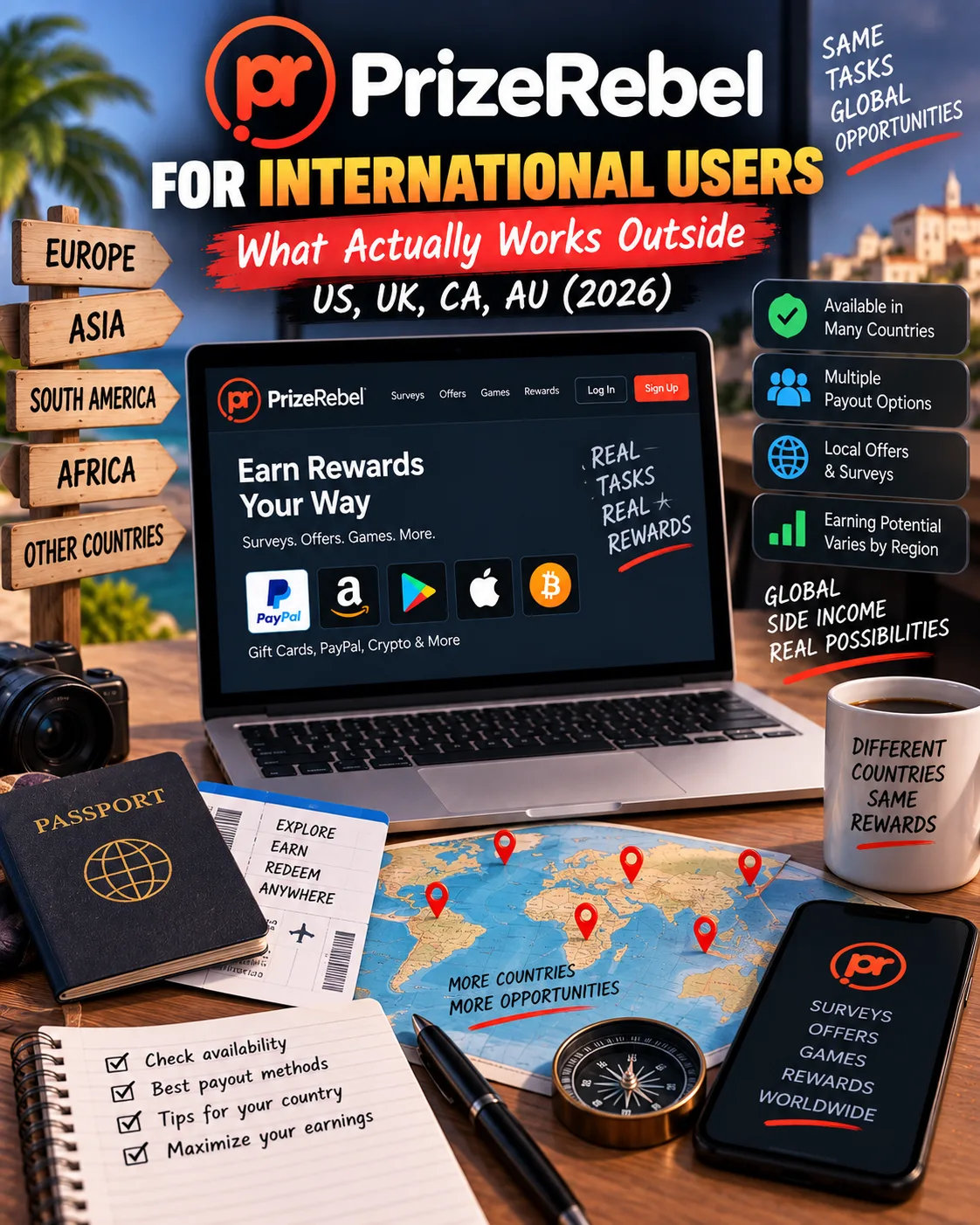 PrizeRebel for International Users: What Actually Works Outside US, UK, CA, AU (2026)