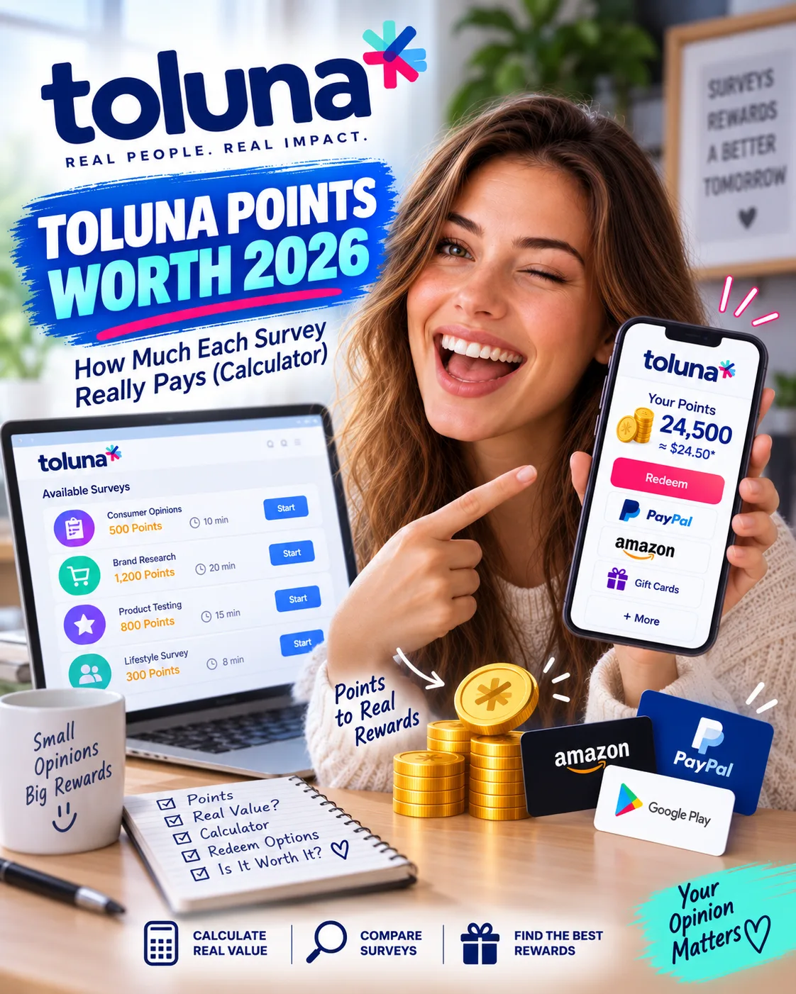 Toluna Points Worth 2026: How Much Each Survey Really Pays (Calculator)