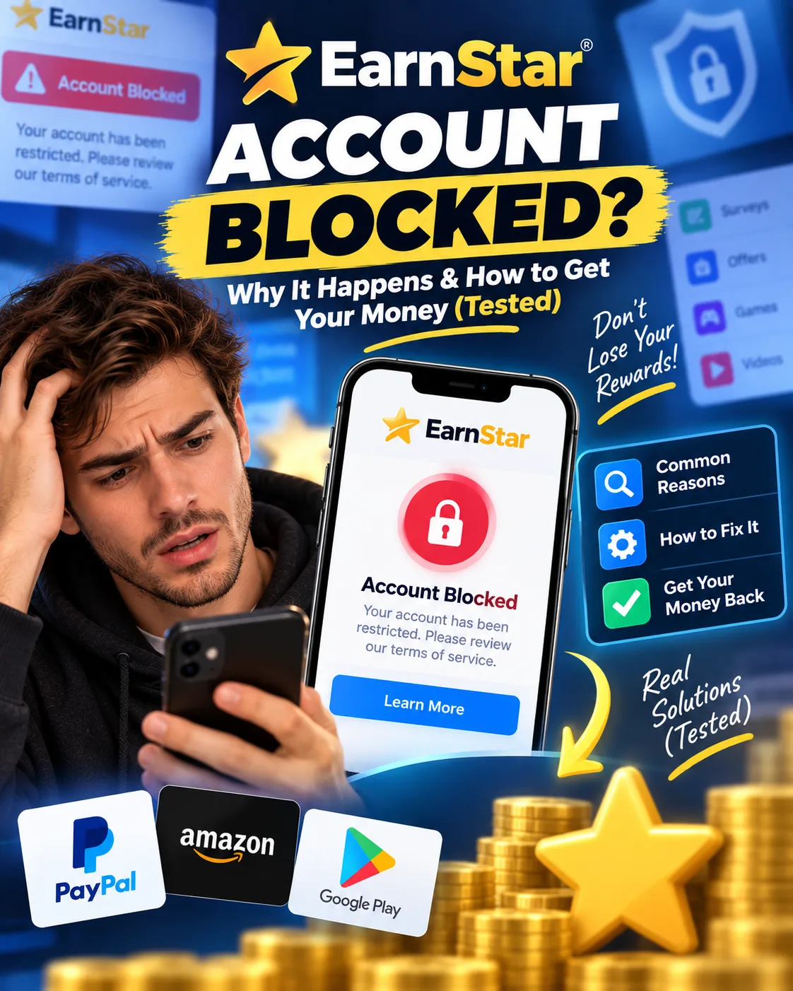 EarnStar compte bloqué ? Pourquoi et comment récupérer votre argent: Informations et limites de la plateforme