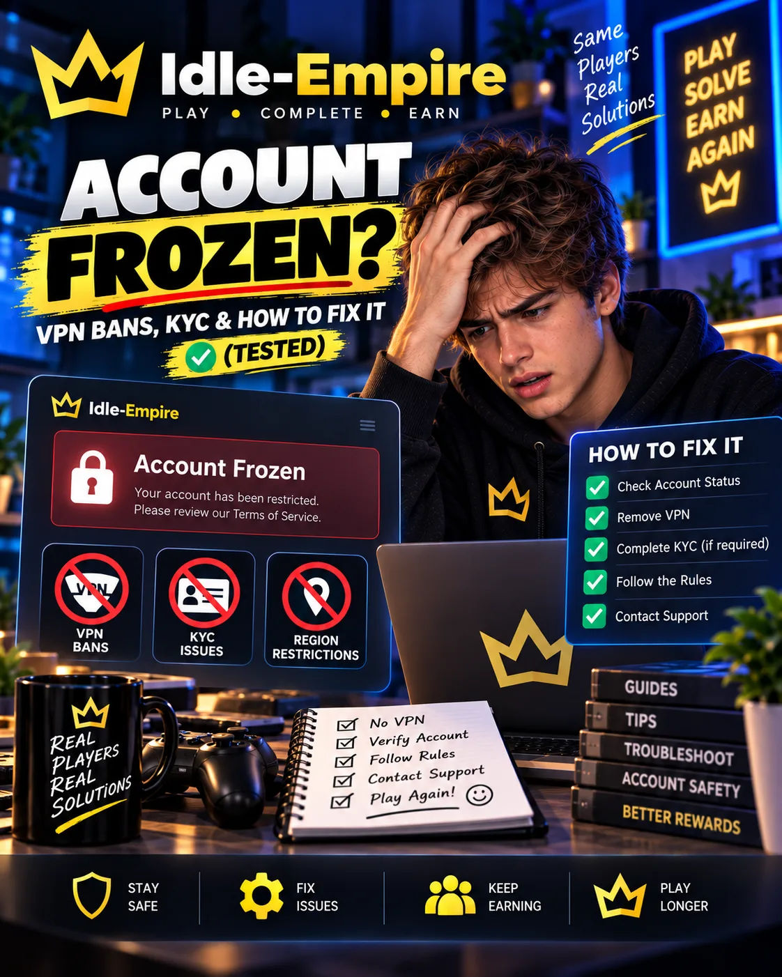 Idle-Empire Account Frozen? VPN Bans, KYC & How to Fix It