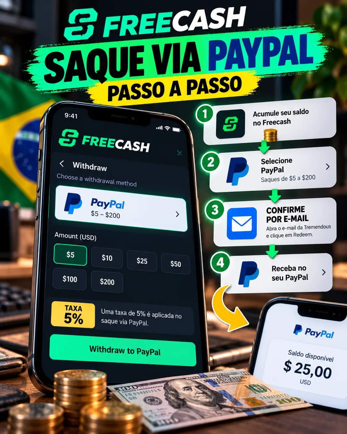 Como Sacar o Freecash no Brasil via PayPal (Passo a Passo e Taxas)